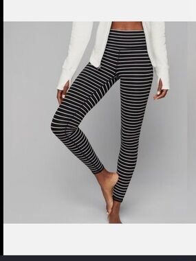 Athleta Black and White Striped Leggings